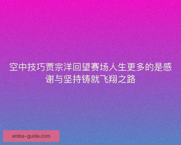 空中技巧贾宗洋回望赛场人生更多的是感谢与坚持铸就飞翔之路
