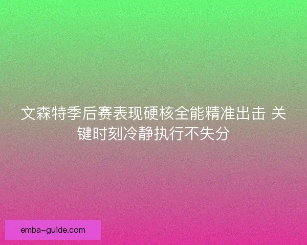 文森特季后赛表现硬核全能精准出击 关键时刻冷静执行不失分